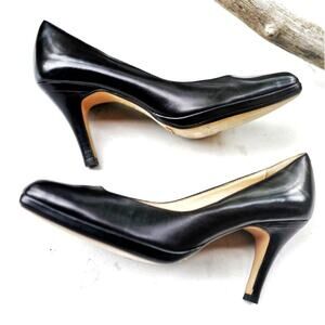Cole Haan x Nike Air Black Leather Square Toe Pumps | Sleek, Cushioned & Chic